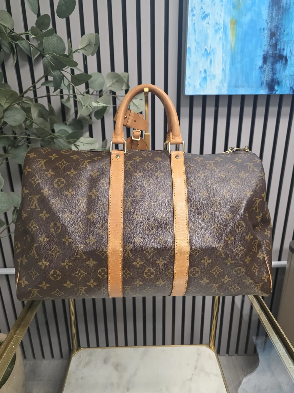 Louis Vuitton Brown Monogram Keepall 45 Travel Duffel